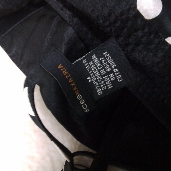 BCBGMaxazria Sateen Style Deep V Tunic Blouse Size M in Black White Polka Dot‎ - Picture 9 of 9